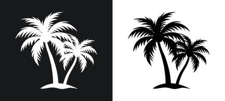 Palm Tree Outline Highlighted Against Black and White vector