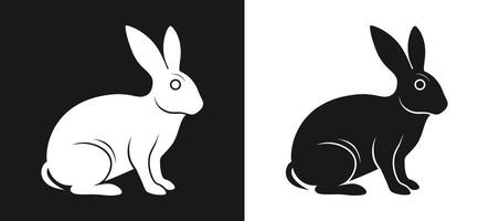 Silhouette of a Rabbit on a Black and White Background vector