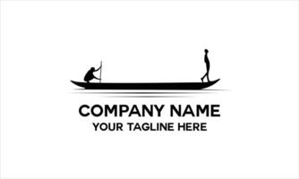 silhouette of a paddle boat with 2 people on it vector