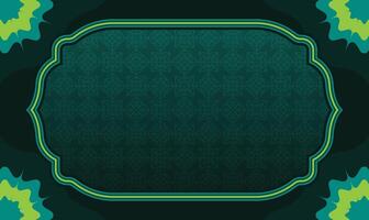 Dark Green Islamic Banner Background with ornament frame vector