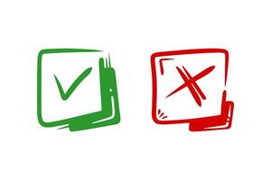 Unique check mark and cross icon vector