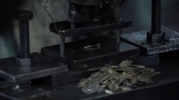 Machine and tool of Computer numerical control CNC, factory creates metal religion art such as Gold rolling machine and little jewelry in religious ceremony. video