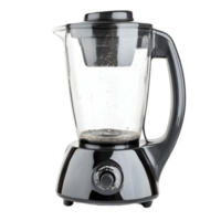 A black and clear blender sits on a transparent background png