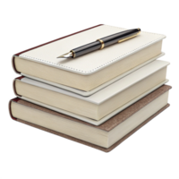 Stack of study Books with pen isolated on Transparent background png