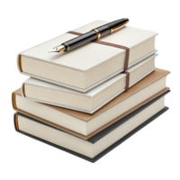 Stack of study Books with pen Transparent background image png