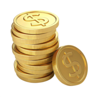 stack of Gold Coins With Dollar Symbol isolated on transparent background png