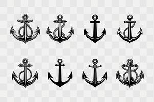 Anchor list of icons set vector