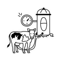 Extracting and collecting fresh milk from dairy cows vector