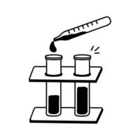Laboratory testing of milk quality in test tubes vector