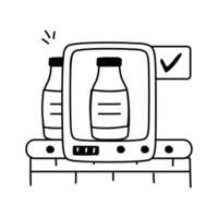 A simple icon illustrates a conveyor belt system with a scanning device vector