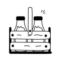 Crate used for organizing and transporting milk bottles vector