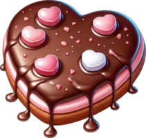 Decadent Heart Shaped Chocolate Dessert with Glossy Drizzle and Festive for Valentine s Day png