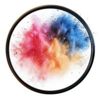 Dynamic Burst of Multicolored Powder in a Circular Shape png