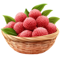 Ripe Lychee Fruit in a Basket png