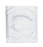 A white plastic bag, used for shipping or storage of small items, with air bubbles on its surface to counter hits. Isolated. An empty canvas for your own branding or ideas. png
