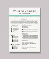 Modern Two-Column Resume Layout with Clean Design vector