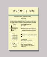 Simple Resume Template with Organized Sections vector