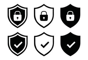 Security Shield Icon Cyber Security Icon set, Black and white icon set vector