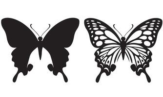 Intricate Butterfly Silhouette with Nature Elements vector