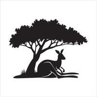 Calm Kangaroo Resting Beneath a Tree vector