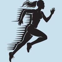 Silhouette of a Running Woman with Motion Effect vector