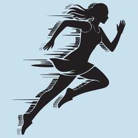 Silhouette of a Running Woman with Motion Effect Design vector
