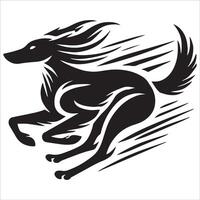 Running Dog Silhouette with Dynamic Motion vector