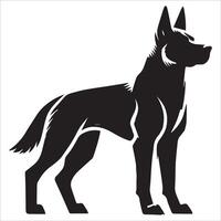 Attentive Dog Silhouette with Sharp Ears vector
