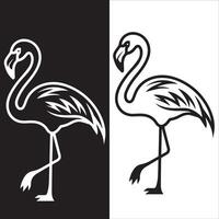 Sleek Flamingo in Black Silhouette vector