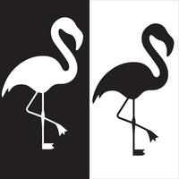 Black Flamingo Outline with Smooth Curves vector