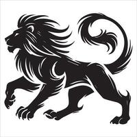Dynamic Lion Silhouette Walking Boldly vector