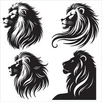 Crouching Lion Prey Silhouette Set vector