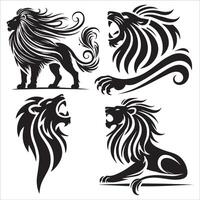 Lion in Motion Silhouette Set vector