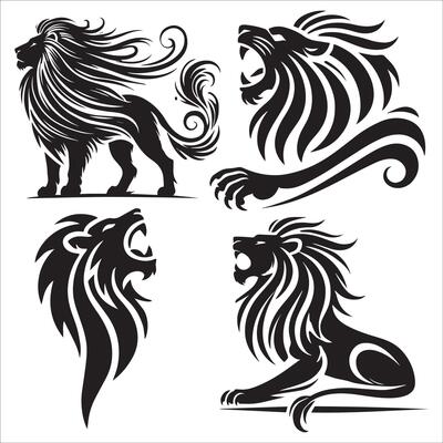 Lion in Motion Silhouette Set