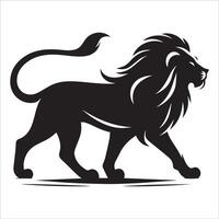 Bold Lion Silhouette with a Commanding Walk vector