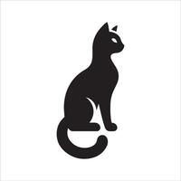 Silhouette of a Sitting Cat with Curled Tail vector