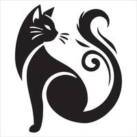 Cat Silhouette in Profile with Swishing Tail vector