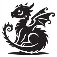 Mystical Baby Dragon Outline vector