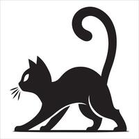 Cat Silhouette in Playful Crouch vector