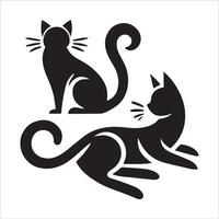 Cat Sitting and Lying Down in Silhouette vector
