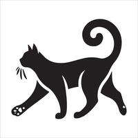 Cat Walking with Tail Raised in Profile vector
