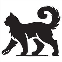 Side View of Walking Cat with Raised Tail vector