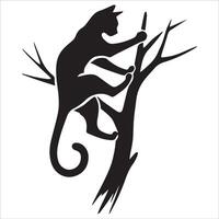 Silhouette of a Cat on a Branch vector