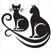 Two Cat Shapes Sitting and Lying Down vector