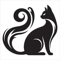 Crouching Cat Pose Silhouette vector