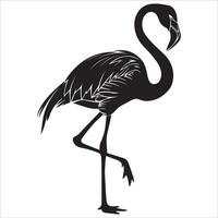 Black Flamingo Silhouette with Flowing Lines vector