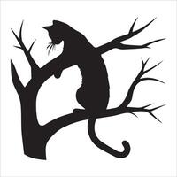 Tree Branch with Climbing Cat Shape vector