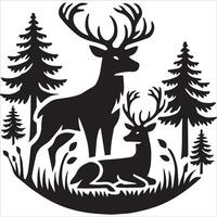 Silhouette of a Deer in the Forest vector