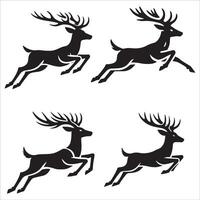 Running Deer Silhouette Design Set vector