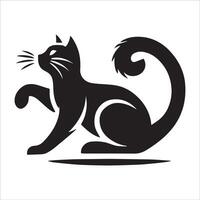 Silhouette of a Cat Walking with Raised Tail vector